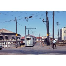 Tram No. 531 and No. 412 on siding near The Gabba, near Stanley Street, Woolloongabba - 1969