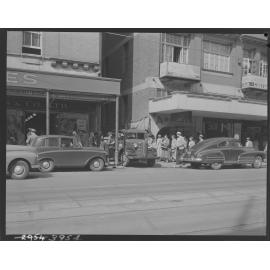 People near laneway on Adelaide Street near Arcadia Shoes - 1953