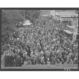 Looking over crowd filling Exhibition (Ekka) grounds - 1950