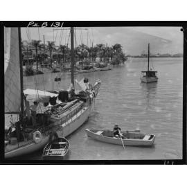 Children on sailboats at Breakfast Creek, Albion - 1948