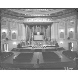 City Hall stage setup for citizenship ceremony - 1956