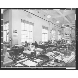 City Hall Central Records showing clerical staff working at desks 1956