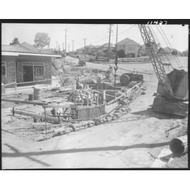 Council work crew digging sewer main, Cannon Hill - 1959