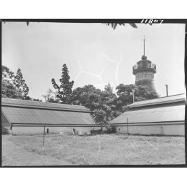 Wickham Terrace reservoir buildings underneath Windmill Observatory - 1959