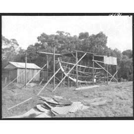 Small wooden boat frame under contruction, Bulimba or Norman Park - 1959