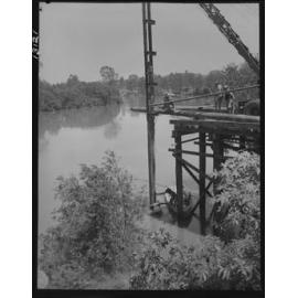 Piling driving for new water intake pump housing, Mt Crosby - 1959 