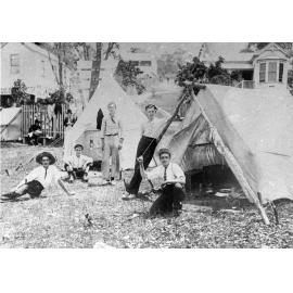 Campers on Manly Beach, 1920s