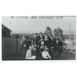 View from Tingal Hill with Moreton Bay College girls, Wynnum - 1918