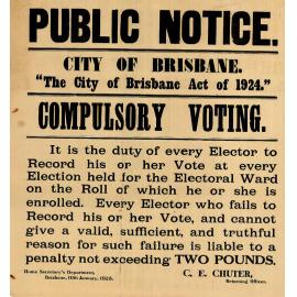 Voting Poster - City of Brisbane 1925