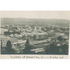 View of Brisbane from Wickham Terrace showing Roma Street Parklands 1915