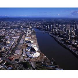 Aerial View of Expo 88 Site under Construction - South Bank - South Brisbane.