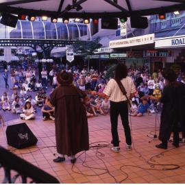 Queen Street Mall - Music Band Entertaining Lunch Time Crowd - 1988