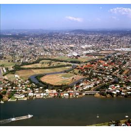 Aerial View of Norman Park and East Brisbane from Brisbane River - 1991