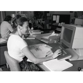 Central Records Branch Staff Member Diane Suter Classifies Correspondence for Council's Computerised Record System - 1984