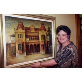 Glenda Beck with Painting from Margaret Olley Retrospective Collection - 1997