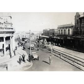 Queen Street Tram Lines being Laid in Concrete outside The Treasury Building - 1922
