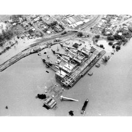 Aerial View of Tennyson Power Station Submerged by Flood Water - 1974